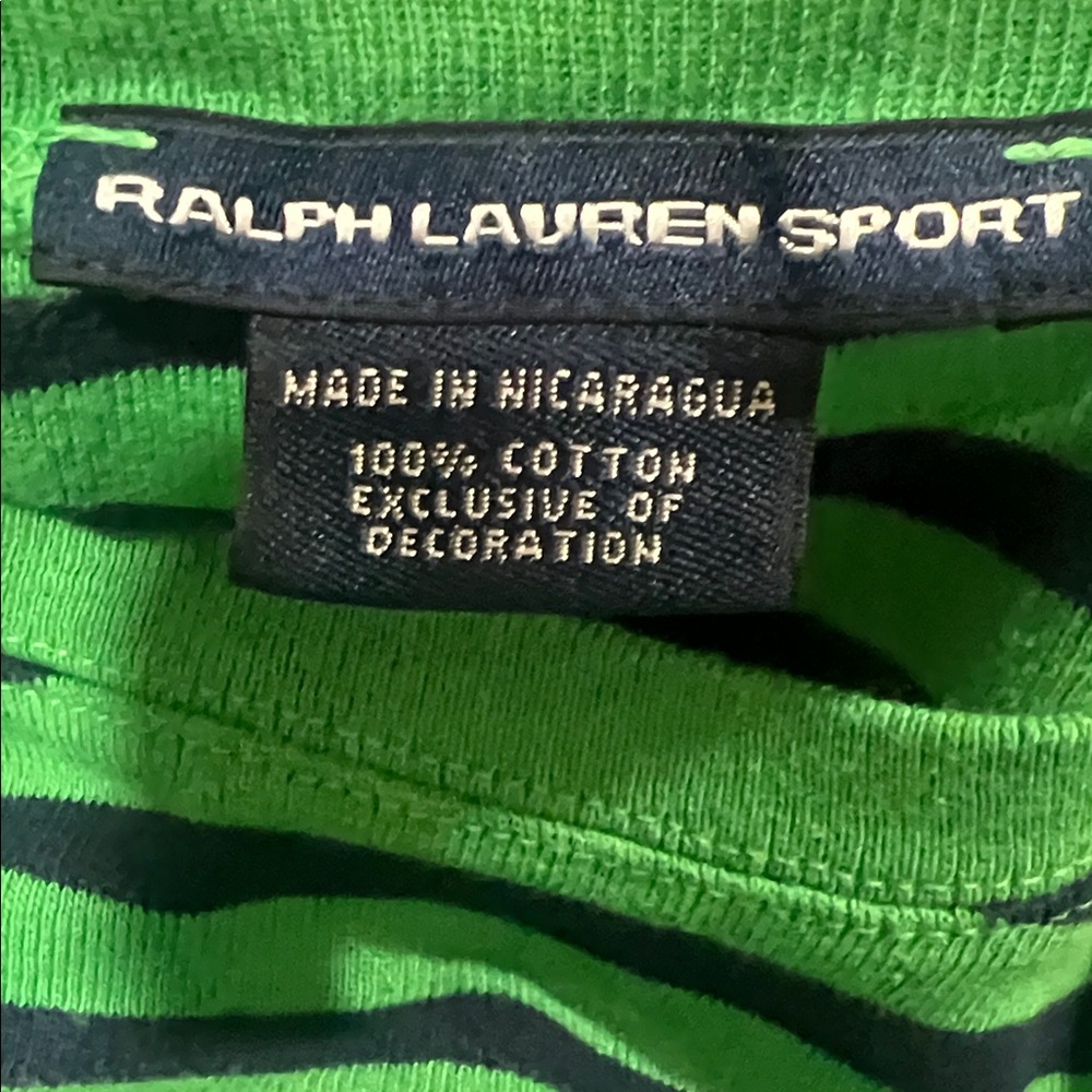 Ralph Lauren Green and Navy Blue Striped Long Sleeve Tee - Picture 5 of 5